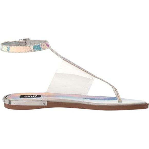 DKNY Women's Ava Flat Thong Sandal Iridescent Clear size 6.5 - Picture 3 of 8
